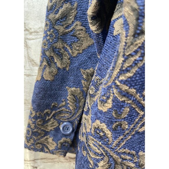 Denim & Co Tapestry Blazer Jacket Plus Sz 1X Longline Purple Gold Floral Classy - Picture 8 of 11